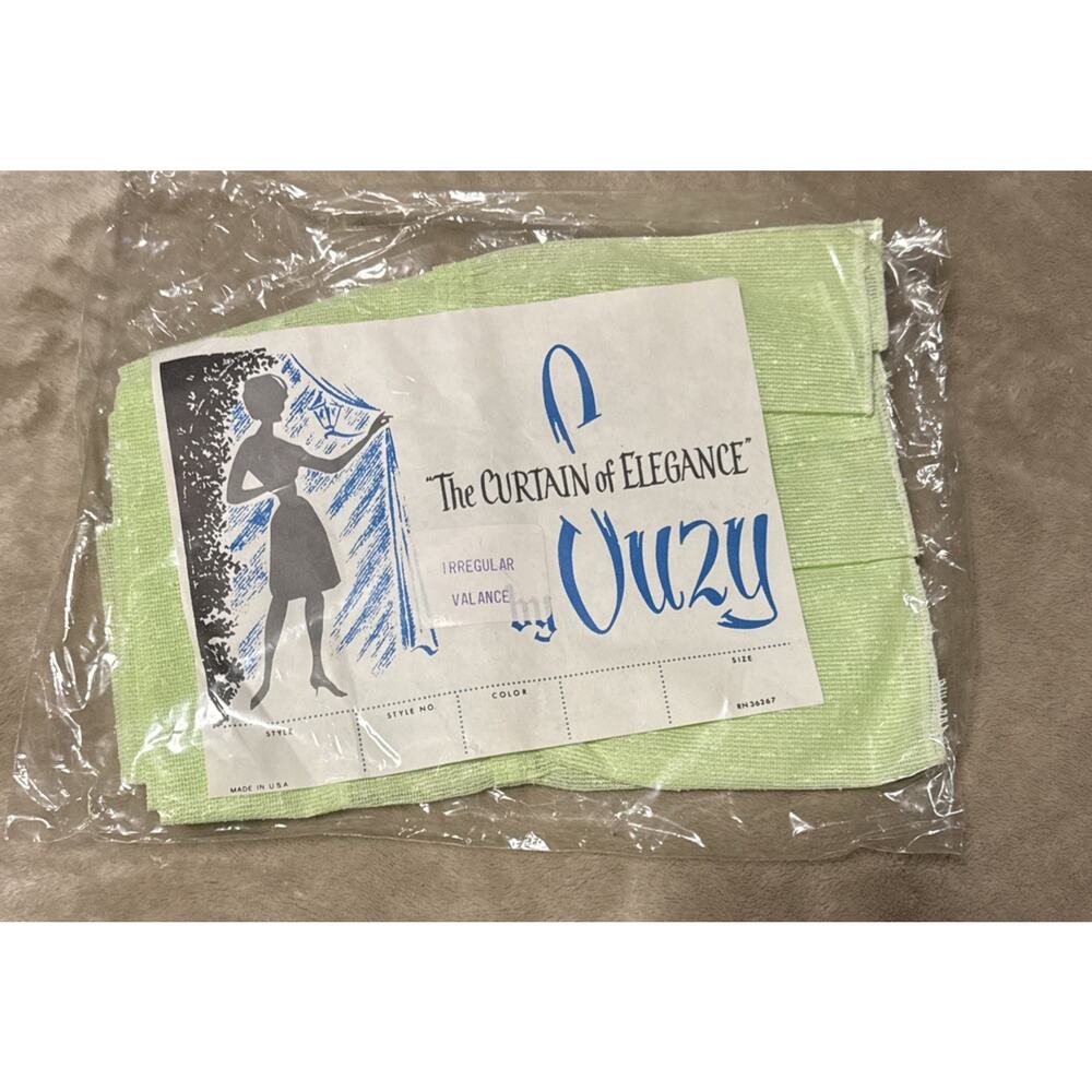 VTG Curtain of Elegance by Suzy MCM 50s 1950s Curtain Tier/Valance Lime Green